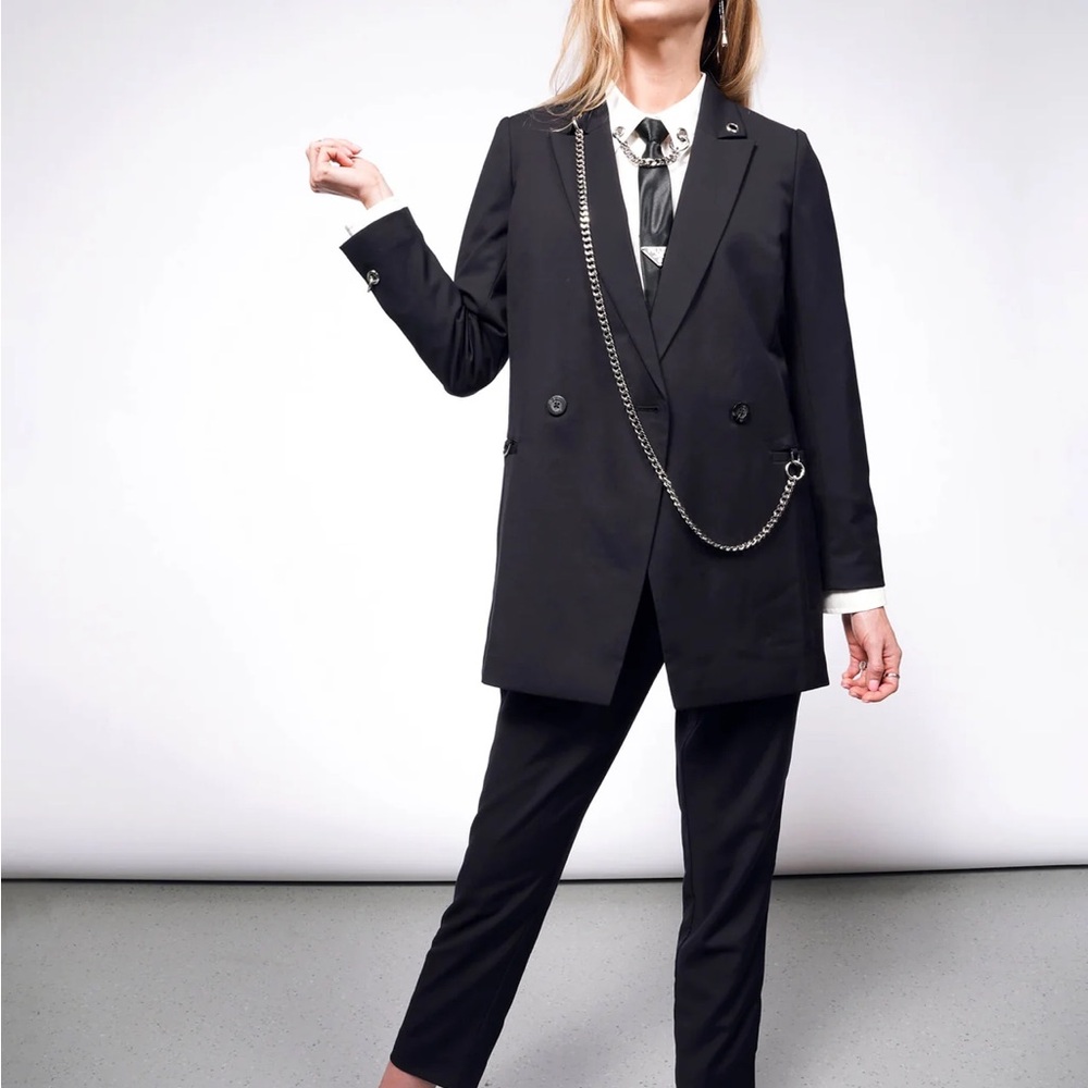 Debbie Harry Wildfang double breasted blazer with chain